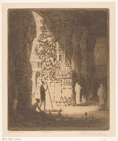 Sculpted columns in a bazaar in Madurai, Wijnand Otto Jan Nieuwenkamp, 1915 Canvas Print