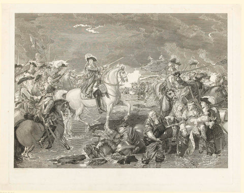 King William III during the battle of the Boyne, 1690, John Hall, 1779 Canvas Print