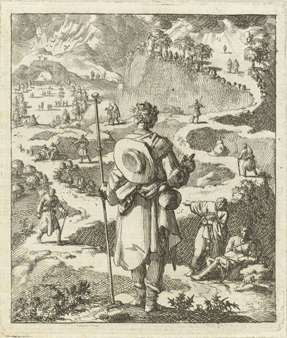 Pilgrim faces the choice of choosing the narrow or wide road, Jan Luyken, 1689 Canvas Print