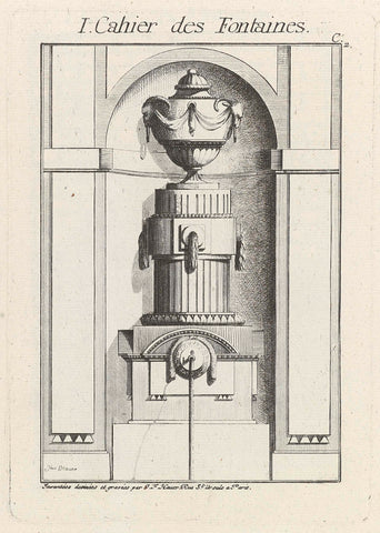 Fountain with antique vase, Johann Thomas Hauer, 1781 Canvas Print