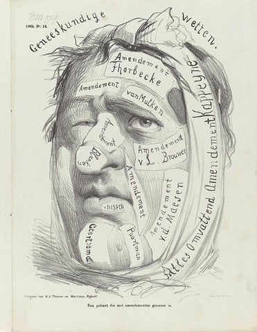 Cartoon on the many amendments to the Medical Law, 1865, Johan Michaël Schmidt Crans, 1865 Canvas Print