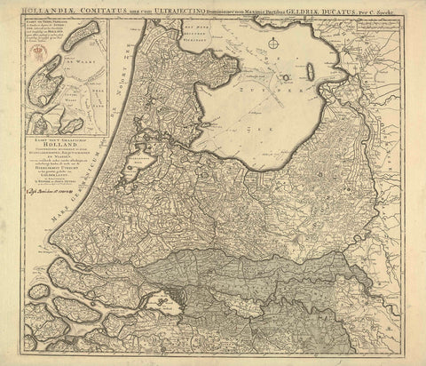 Map of the provinces of Holland, Utrecht and Gelderland with the parts that flooded during the dike breaches in 1740-1741, Caspar Specht, 1740 - 1741 Canvas Print