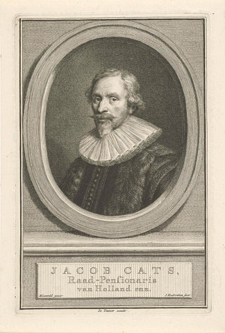 Portrait of Jacob Cats, Jacob Houbraken, 1760 Canvas Print