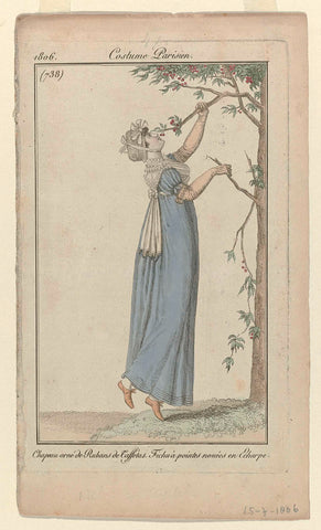 Journal des Dames et des Modes, Costume Parisien, 15 July 1806, (738): Chapeau orné de Rubans (...), anonymous, 1806 Canvas Print