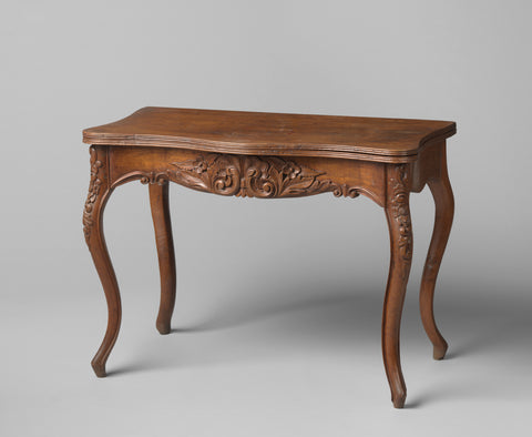 Djati wood neo-rococo-style playing table, foldable, anonymous, c. 1850 - c. 1875 Canvas Print