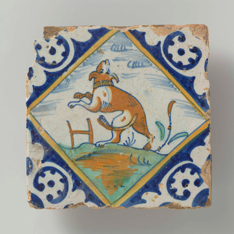 Single tile from a tile field with tiles with animals, anonymous, c. 1580 - c. 1625 Canvas Print