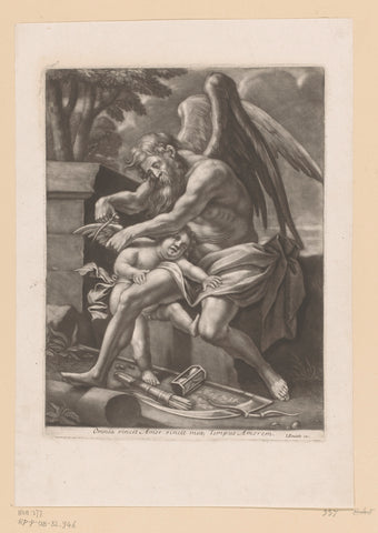 Vadertje Tijd knipt de vleugels van Cupido, John Smith (printmaker/ publisher) (attributed to), 1662 - 1742 Canvas Print