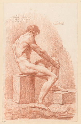 Seated male nude, seen from the side (3rd prize 1790), Chrétien Dubois, 1790 Canvas Print