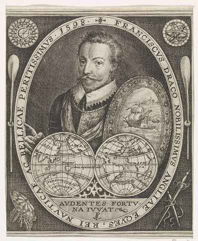 Portrait of Francis Drake, Crispijn van de Passe (I), 1598 Canvas Print