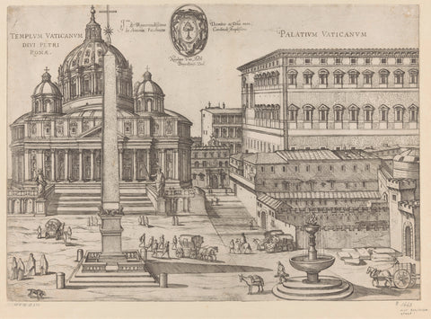 St. Peter's Basilica and the Apostolic Palace in vatican city, Antonio Tempesta, 1600 Canvas Print