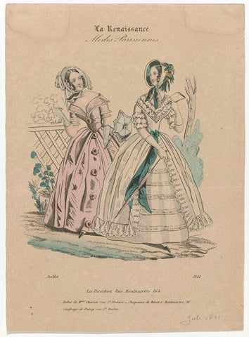 La Renaissance, July 1841 : Robes de Mme Cherier (...), anonymous, 1841 Canvas Print