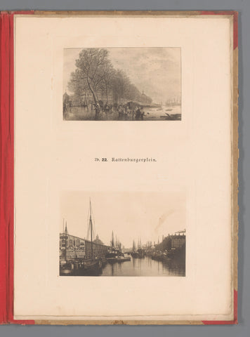 Two faces on the Kattenburgerplein in Amsterdam, one of which is a reproduction of a print with the flood in 1775 by Noach van der Meer II, anonymous, 1890 - 1900 Canvas Print