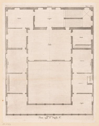 Map of the second floor of the Palazzo Lercari-Parodi in Genoa, Nicolaes Ryckmans, 1622 Canvas Print