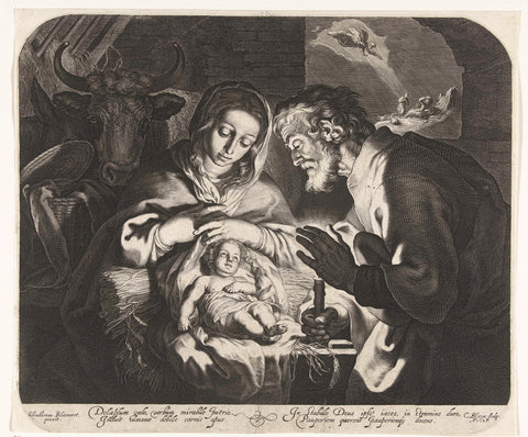 The birth of Christ, Cornelis Bloemaert (II), 1625 - 1725 Canvas Print