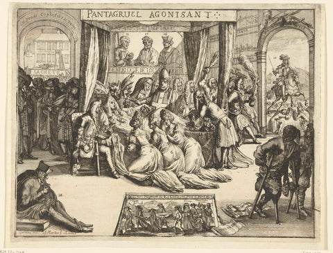 Cartoon on Louis XIV upon learning that the death of William III is false, 1690, Jan Marlais, 1690 Canvas Print