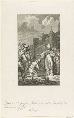 Dirk VI begs the Bishop of Utrecht for forgiveness, 1146, Reinier Vinkeles (I), 1789 Canvas Print