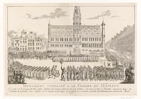 Inhabitants of Bergen in Hainaut parade in front of the States of Brabant, 1787, anonymous, 1787 Canvas Print