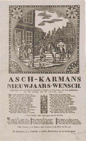 New Year's wish of the Amsterdam ash cartmen for the year 1831, anonymous, 1830 - 1831 Canvas Print