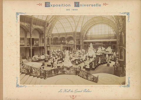 Interior of the Grand Palais in Paris, with sculptures, Neurdein Frères, 1900 Canvas Print