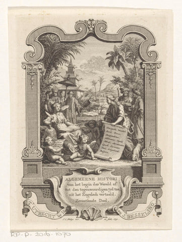 Cartouche with allegorical representation with History, Jan Caspar Philips, 1751 Canvas Print