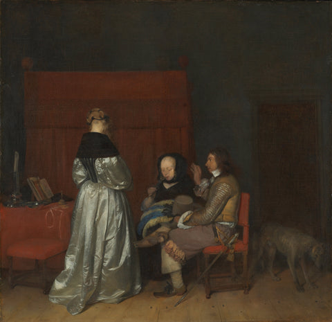 Gallant Conversation, Known as ‘The Paternal Admonition’, Gerard ter Borch (II), c. 1654 Canvas Print