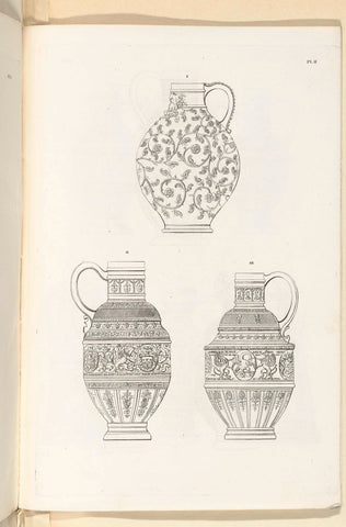 Jugs of stoneware, plate II, Charles Onghena, 1827 - 1829 Canvas Print