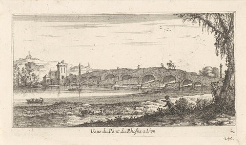 Bridge over the Rhône near Lion, Albert Flamen, 1648 - 1692 Canvas Print