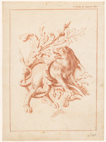 Lion with tendrils, anonymous, 1770 - 1780 Canvas Print