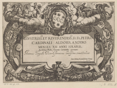 Cartouche commissioned by Cardinal Pietro Aldobrandini, Apollo and Diana, Antonio Tempesta, 1599 Canvas Print