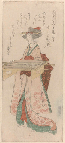 Woman Holding a Tray with Clothing, Kubota Shunman, 1807 Canvas Print