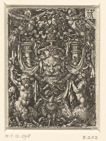 Vlakdecoratie met grotesken, Heinrich Aldegrever, 1549 Canvas Print