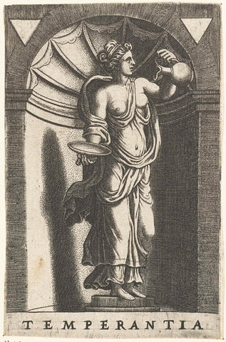 Temperance, Hans Collaert (I), 1557 Canvas Print