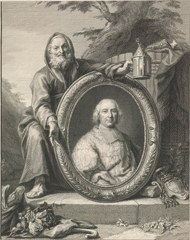 Diogenes accompanying a portrait of André-Hercule de Fleury, Jacob Houbraken, 1708 - 1780 Canvas Print