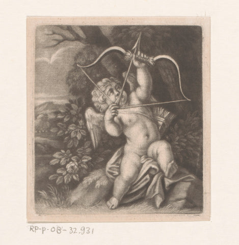 Cupid with bow and arrow, John Smith (printmaker/ publisher) (attributed to), 1662 - 1742 Canvas Print