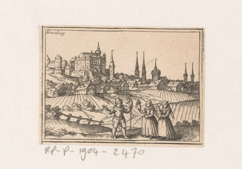 View of Nuremberg with puppeteers, Daniel Sudermann, 1624 Canvas Print