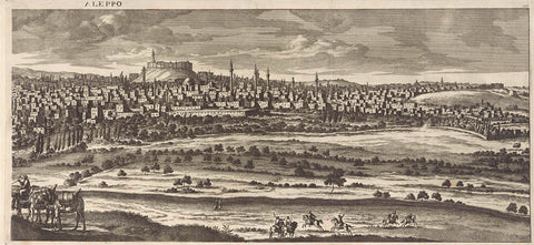 Gezicht op Aleppo (rechter plaat), Jan Luyken, 1698 Canvas Print