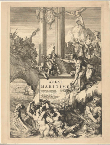 Titelprent voor 'Cartes marines a l'usage des armées du roy de la Grande Bretagne' van Romeyn de Hooghe, Romeyn de Hooghe, 1693 Canvas Print