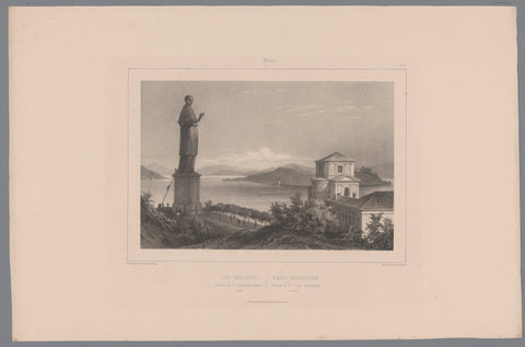 View of the statue of Saint Charles Borromeo at Arona, Isodore-Laurent Deroy, 1838 - 1841 Canvas Print