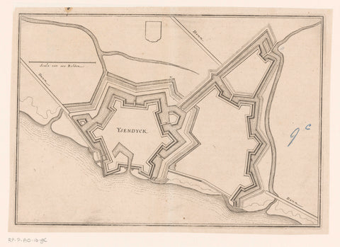 Fortress map of IJzendijke, Caspar Merian, 1654 - c. 1700 Canvas Print