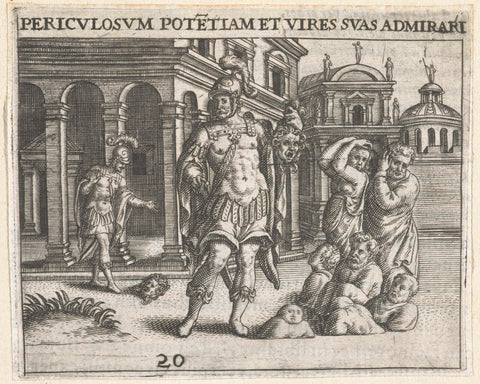 Soldier Shows a Head to the People, Theodor de Bry, 1596 Canvas Print