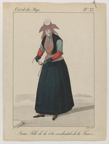 Costume de divers Pays, 1827, No. 33 : Jeune Fille de la Côt (...), Georges Jacques Gatine, 1827 Canvas Print