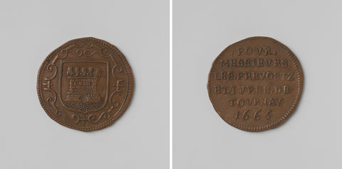 City of Tournai, calculation medal for the provosts and judges, anonymous, 1665 Canvas Print