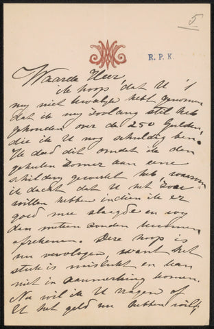 Letter to Frans Buffa and Sons, Wally Moes, 1866 - 1918 Canvas Print