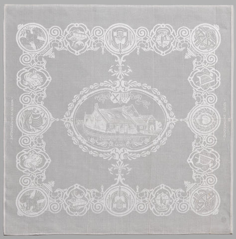 Napkin with a representation of a farm and two weapons, anonymous, 1919 Canvas Print