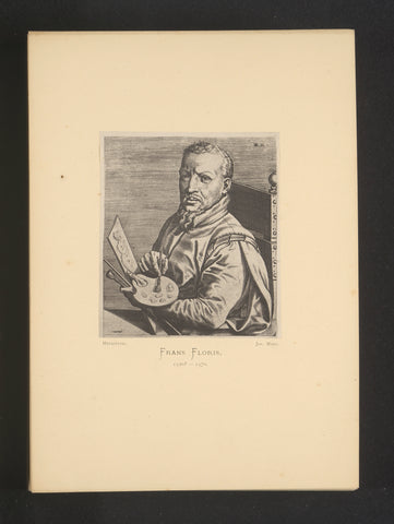 Reproduction of an engraving of a portrait of Frans Floris by Johannes Wierix, Joseph Maes, c. 1872 - in or before 1877 Canvas Print