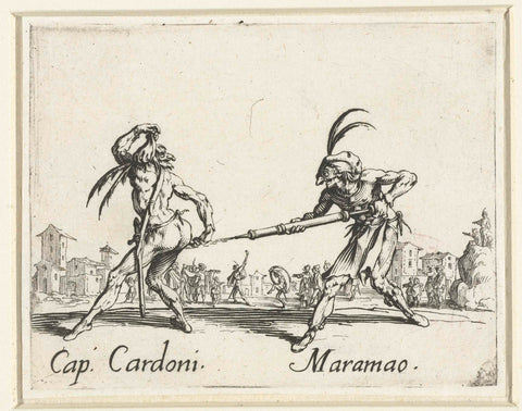 Two street artists like Capitano Cardoni and Maramao, Jacques Callot, 1621 - 1622 Canvas Print