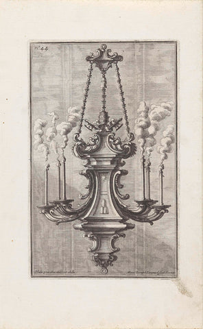 Chandelier with six burning candles and the coat of arms of Pope Clement XI, Maximilian Joseph Limpach, 1714 Canvas Print