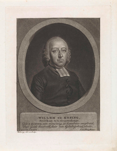 Portrait of preacher Willem de Koning, Benjamin Samuel Bolomey, 1791 Canvas Print