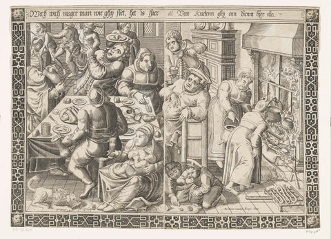 The fat kitchen, Johannes or Lucas of Doetechum, 1587 - 1599 Canvas Print