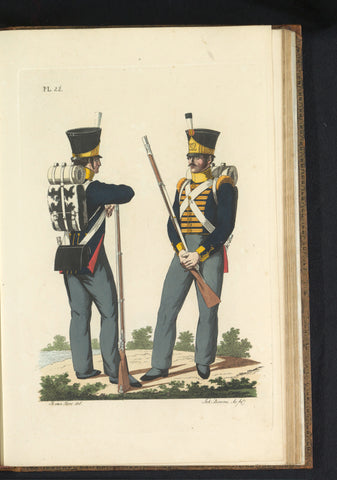 Flankeur and Fuselier of the Regiment Swiss no. 32, Joannes Bemme, 1823 Canvas Print